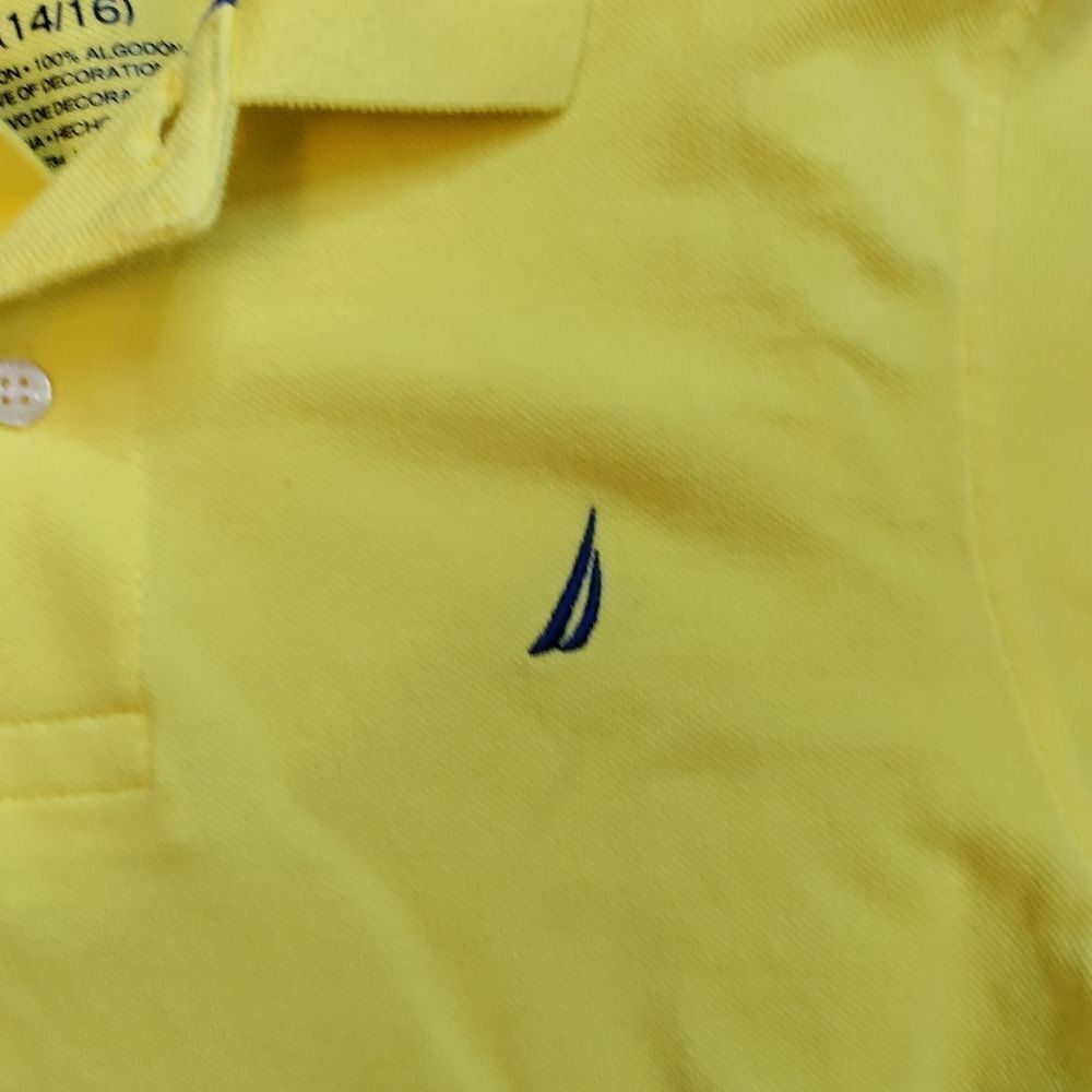 Nautica 14 to 16 boys collared shirt golf shirt yellow large polo shirt cotton - Picture 2 of 4